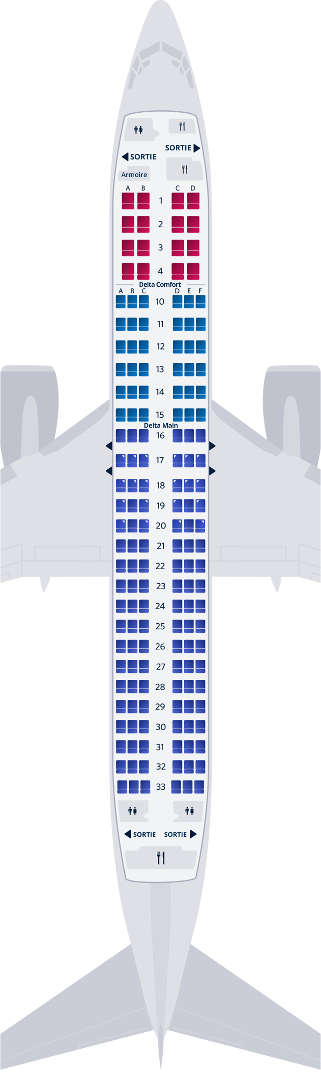 Configuration des sièges du Boeing 737-800